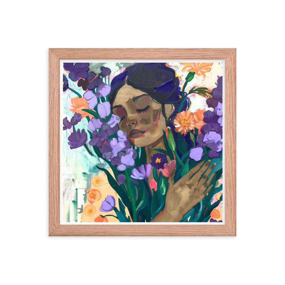 Blossoming Dreams - A Moment Captured - Red Oak 12″×12″ - Wooden Framed Posters