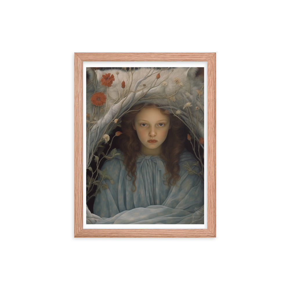 Dreamlike Innocence - A Serene Portrait - Red Oak 12″×16″ - Framed Poster