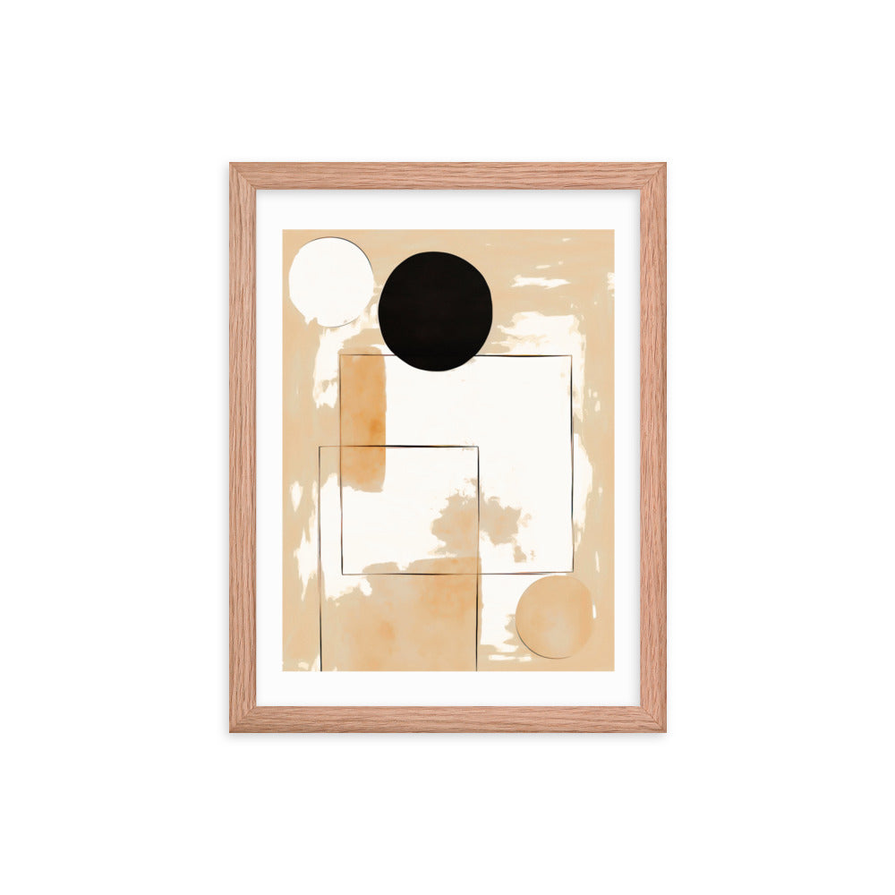 Minimalist Elegance - Geometric Shapes in Neutral Tones - Red Oak 12″×16″ - Framed Posters