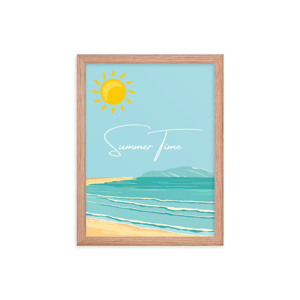 Summer Time Serenity - Framed Coastal Artwork - Red Oak 12″×16″ - Wooden Framed Posters