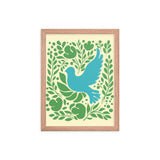 Nature's Embrace - Blue Bird and Greenery - - Wooden Framed Posters