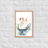 Graceful Serenity - Elegant Swan Art - - Wooden Framed Posters