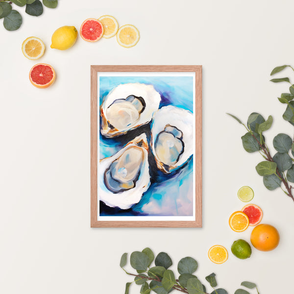 Ocean's Bounty - Elegant Oyster Art - - Wooden Framed Posters