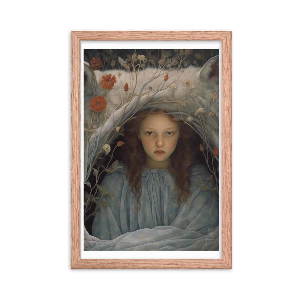 Dreamlike Innocence - A Serene Portrait - Red Oak 12″×18″ - Framed Poster