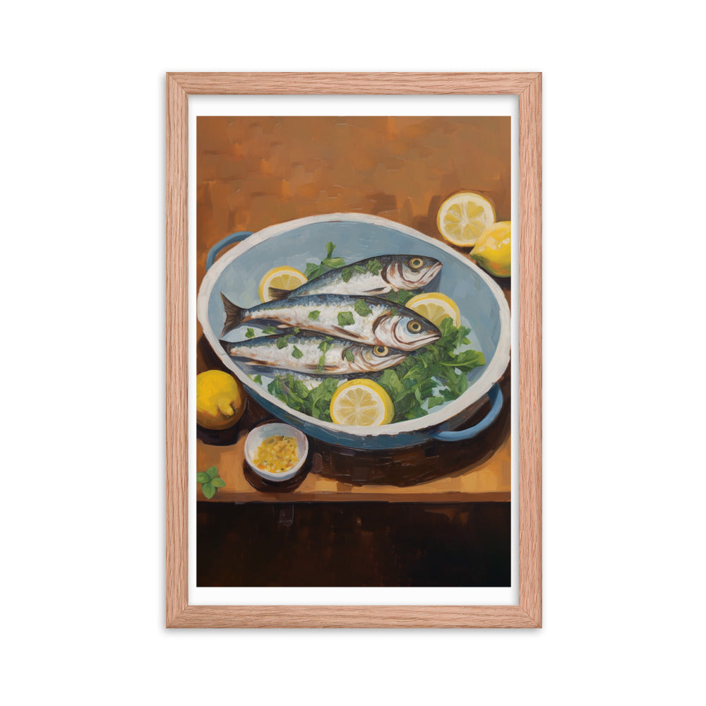 Culinary Artistry - Fresh Catch Delight - Red Oak 12″×18″ - Framed Posters