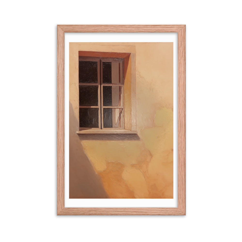 Rustic Reflections - Window into Tranquility - Red Oak 12″×18″ - Framed Posters