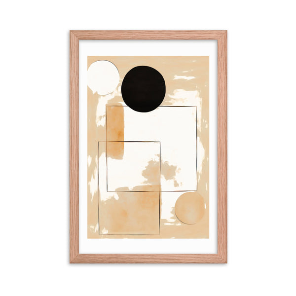 Minimalist Elegance - Geometric Shapes in Neutral Tones - Red Oak 12″×18″ - Framed Posters