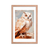 Wild Wisdom - Owl in Earthy Hues - Red Oak 12″×18″ - Wooden Framed Posters