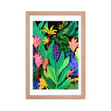 Rainforest Radiance - Colorful Canopy - Red Oak 12″×18″ - Wooden Framed Posters