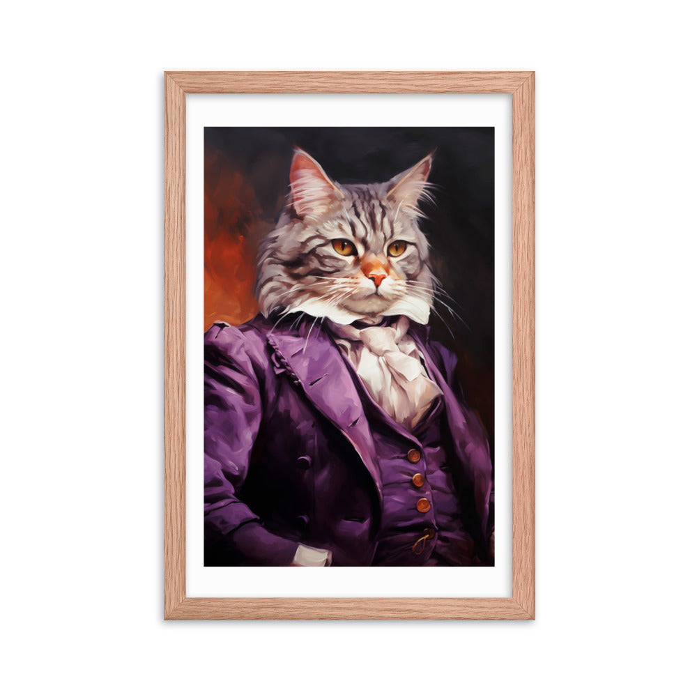 Victorian Cat - Whimsical Nobility - Red Oak 12″×18″ - Framed Posters