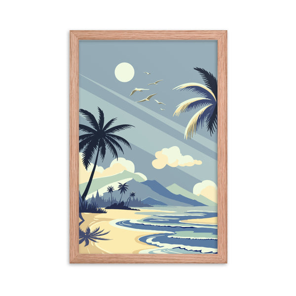 Island Serenity - Framed Poster of Oceanic Splendor - - Wooden Framed Posters