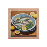 Culinary Artistry - Fresh Catch Delight - Red Oak 14″×14″ - Framed Posters