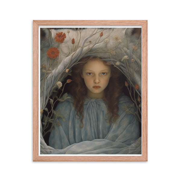 Dreamlike Innocence - A Serene Portrait - Red Oak 16″×20″ - Framed Poster