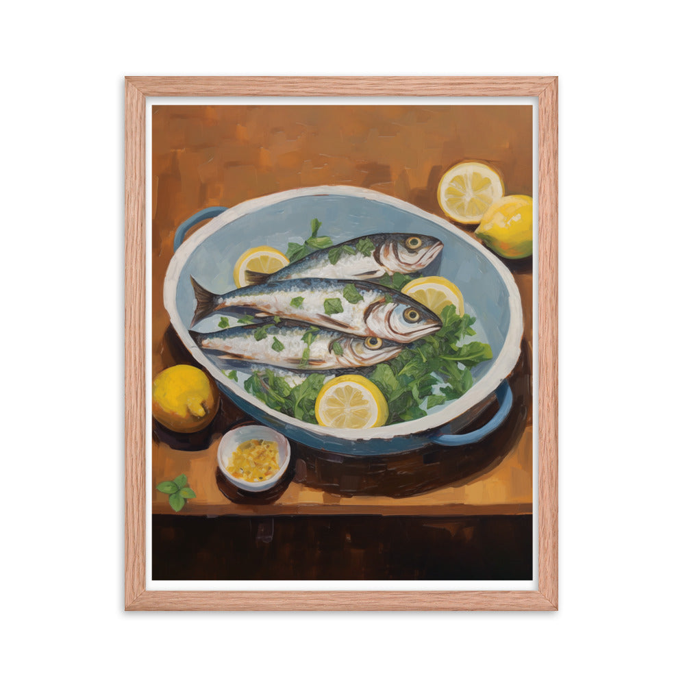 Culinary Artistry - Fresh Catch Delight - Red Oak 16″×20″ - Framed Posters