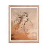 Serene Reflections - Woman in Sketch Wall Decor - Red Oak 16″×20″ - Framed Poster