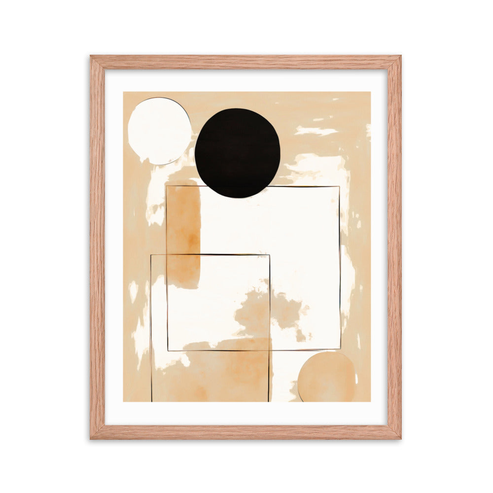 Minimalist Elegance - Geometric Shapes in Neutral Tones - Red Oak 16″×20″ - Framed Posters