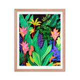 Rainforest Radiance - Colorful Canopy - Red Oak 16″×20″ - Wooden Framed Posters