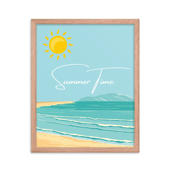 Summer Time Serenity - Framed Coastal Artwork - Red Oak 16″×20″ - Wooden Framed Posters