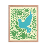 Nature's Embrace - Blue Bird and Greenery - - Wooden Framed Posters