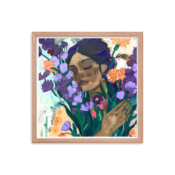 Blossoming Dreams - A Moment Captured - Red Oak 18″×18″ - Wooden Framed Posters