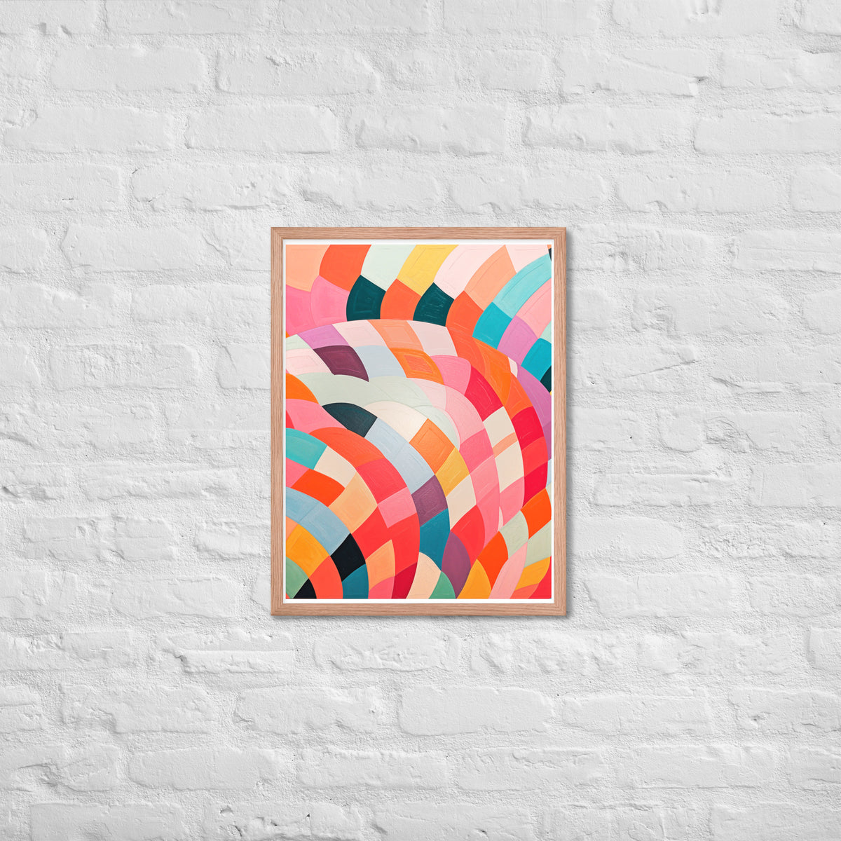 Dynamic Harmony - Abstract Color Play - Red Oak 18″×24″ - Wooden Framed Posters