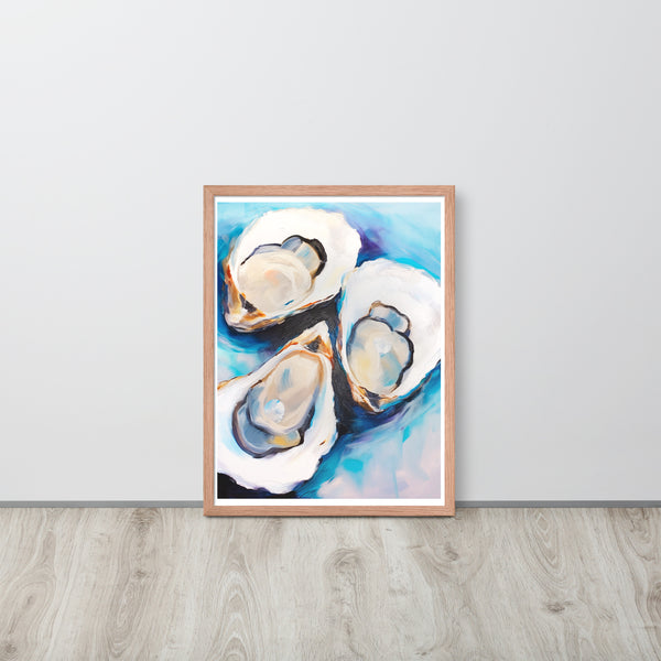 Ocean's Bounty - Elegant Oyster Art - - Wooden Framed Posters