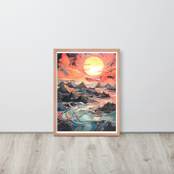 Sunset Symphony- Vibrant Landscape Framed Poster - - Wooden Framed Posters