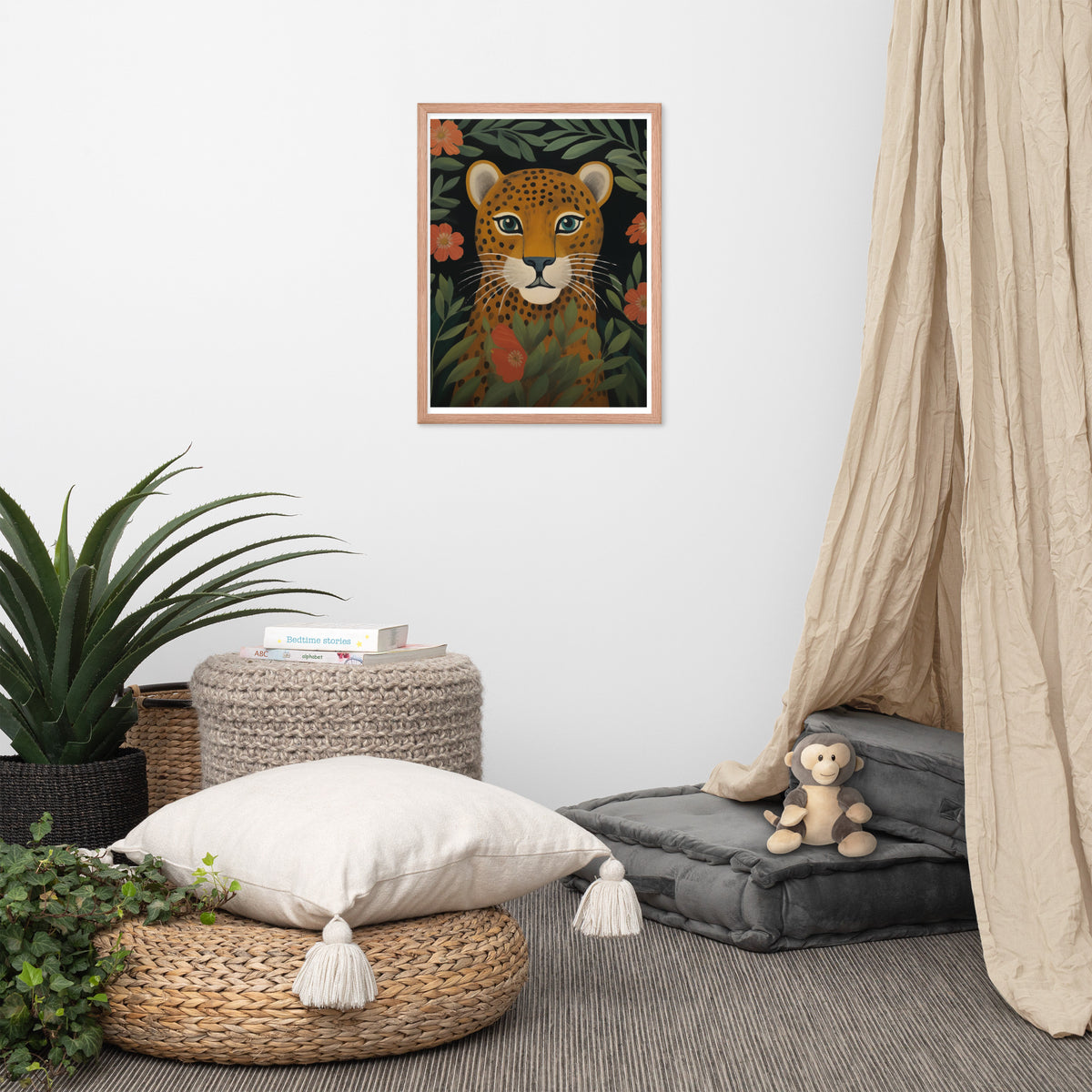 Wild Grace - Leopard's Gaze - Red Oak 18″×24″ - Framed Poster