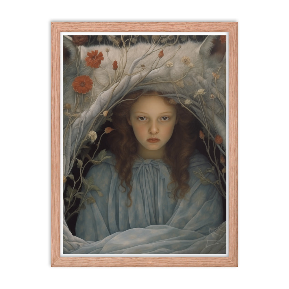 Dreamlike Innocence - A Serene Portrait - Red Oak 18″×24″ - Framed Poster