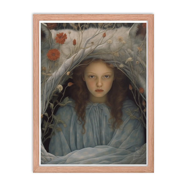 Dreamlike Innocence - A Serene Portrait - Red Oak 18″×24″ - Framed Poster