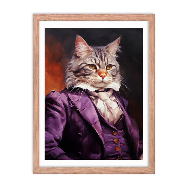 Victorian Cat - Whimsical Nobility - Red Oak 18″×24″ - Framed Posters