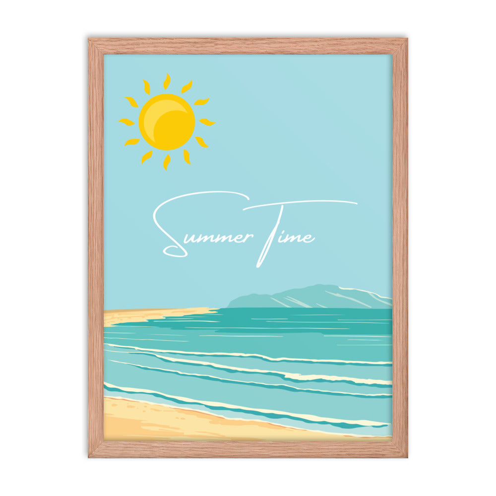 Summer Time Serenity - Framed Coastal Artwork - Red Oak 18″×24″ - Wooden Framed Posters