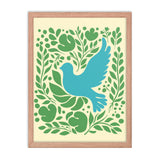 Nature's Embrace - Blue Bird and Greenery - Red Oak - Wooden Framed Posters