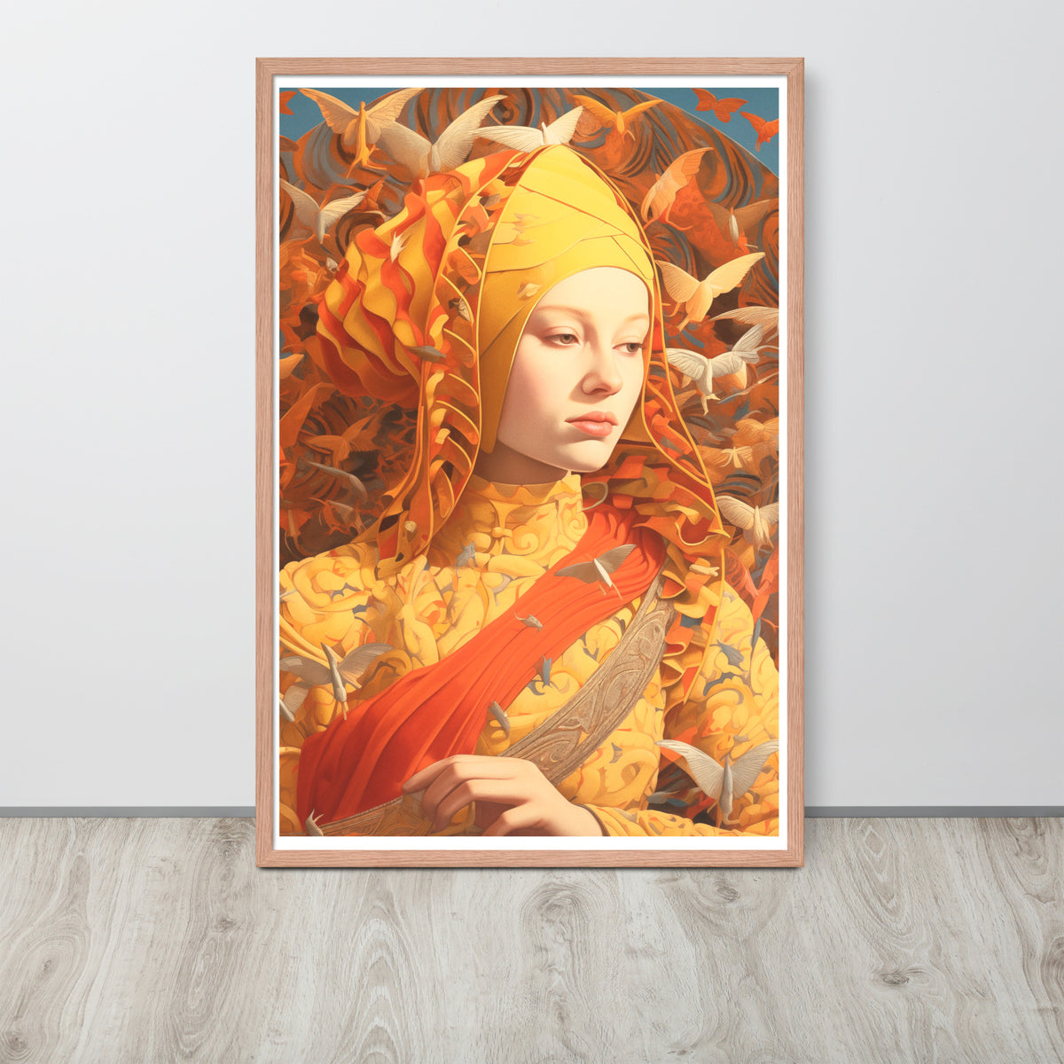 Majestic Mystique - Enigmatic Portrait - Red Oak - Wooden Framed Posters