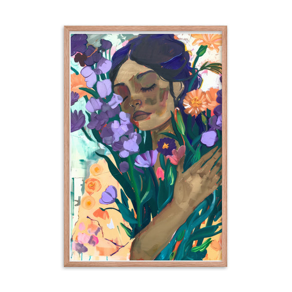 Blossoming Dreams - A Moment Captured - Red Oak 24″×36″ - Wooden Framed Posters