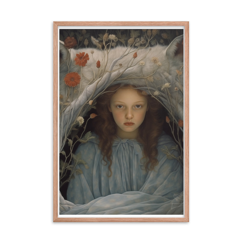 Dreamlike Innocence - A Serene Portrait - Red Oak 24″×36″ - Framed Poster