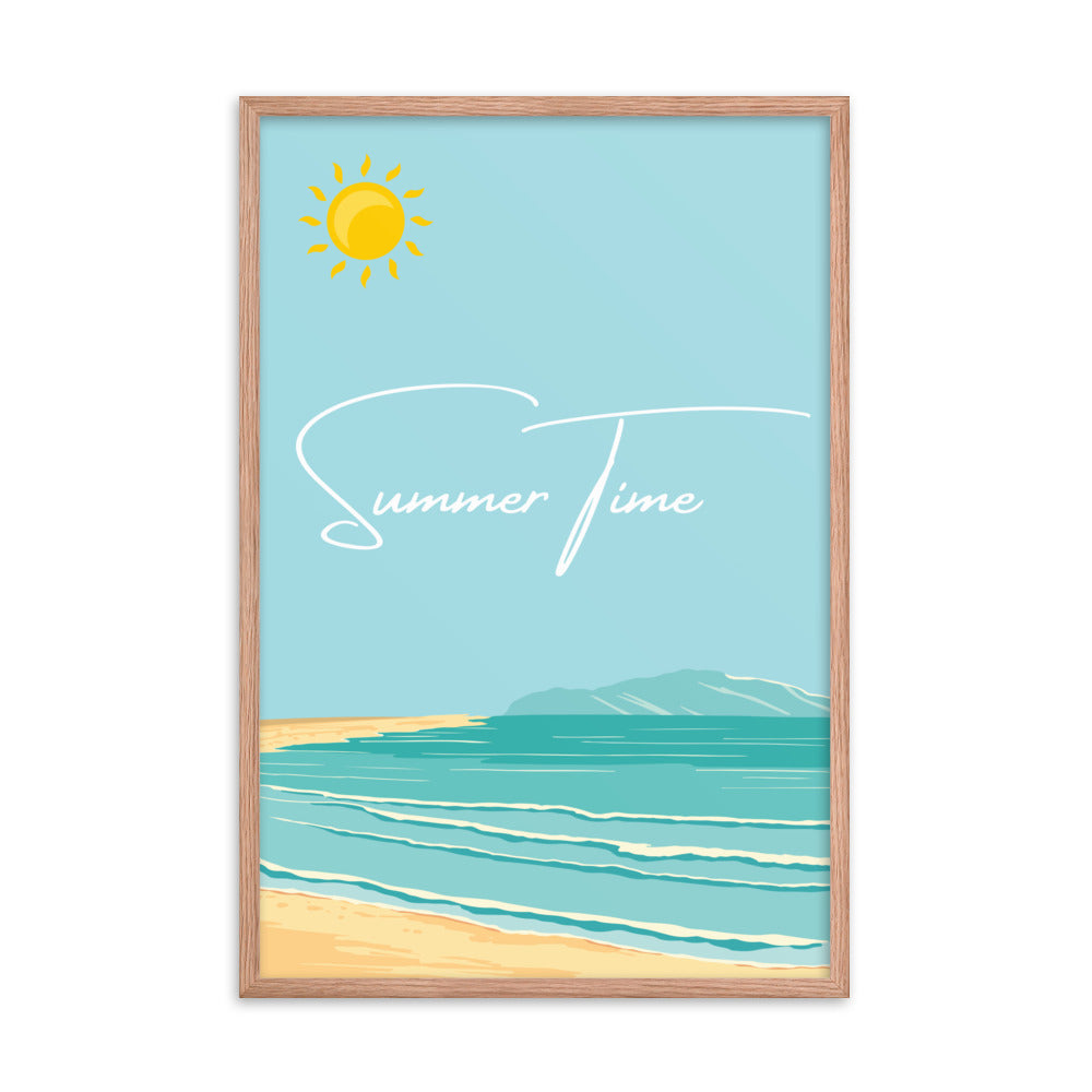 Summer Time Serenity - Framed Coastal Artwork - Red Oak 24″×36″ - Wooden Framed Posters