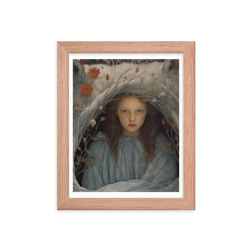 Dreamlike Innocence - A Serene Portrait - Red Oak 8″×10″ - Framed Poster