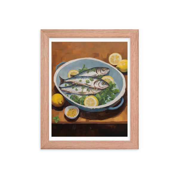 Culinary Artistry - Fresh Catch Delight - Red Oak 8″×10″ - Framed Posters