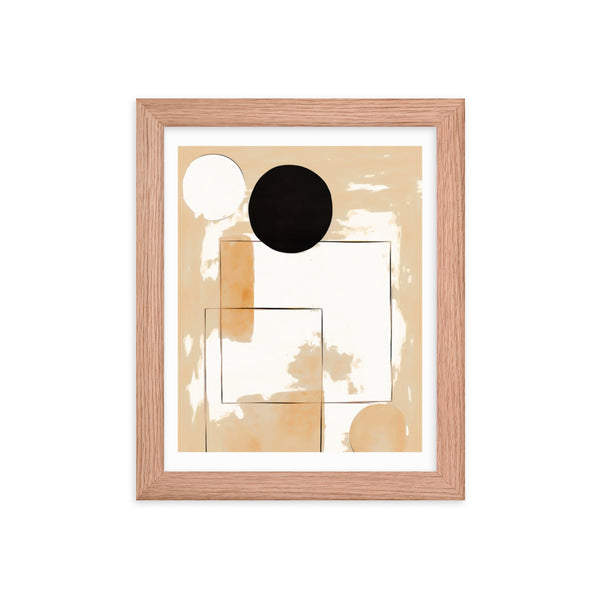 Minimalist Elegance - Geometric Shapes in Neutral Tones - Red Oak 8″×10″ - Framed Posters