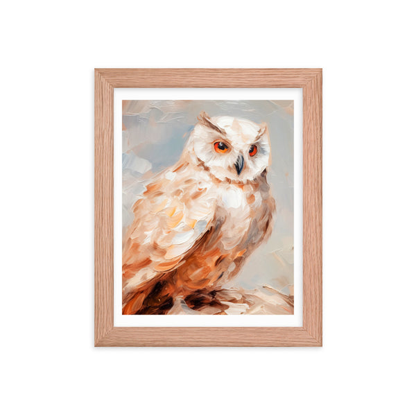 Wild Wisdom - Owl in Earthy Hues - Red Oak 8″×10″ - Wooden Framed Posters