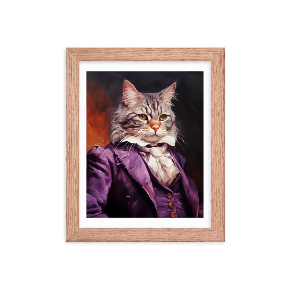 Victorian Cat - Whimsical Nobility - Red Oak 8″×10″ - Framed Posters