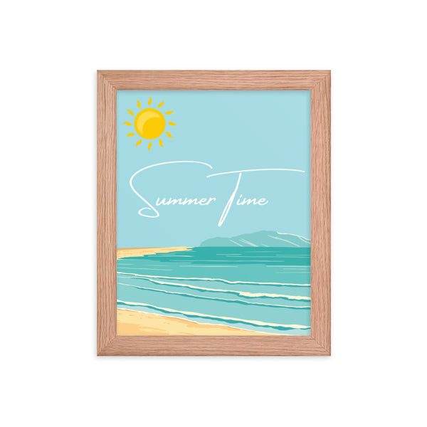 Summer Time Serenity - Framed Coastal Artwork - Red Oak 8″×10″ - Wooden Framed Posters