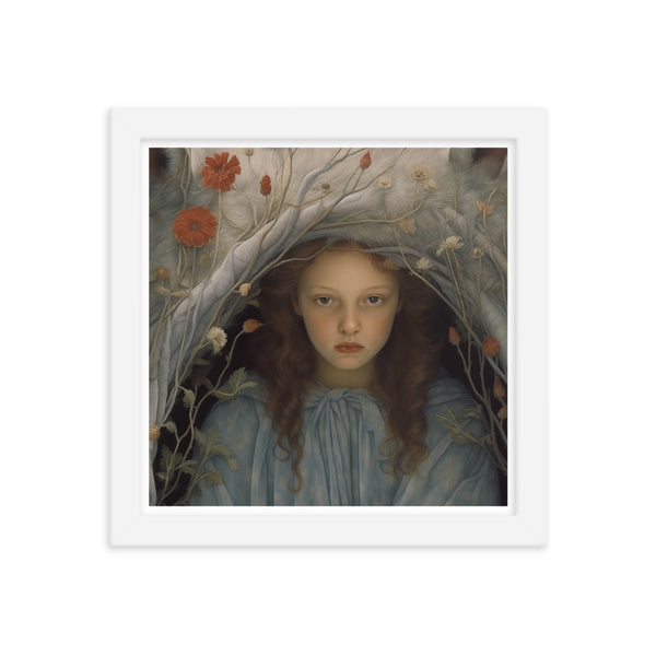 Dreamlike Innocence - A Serene Portrait - White 10″×10″ - Framed Poster