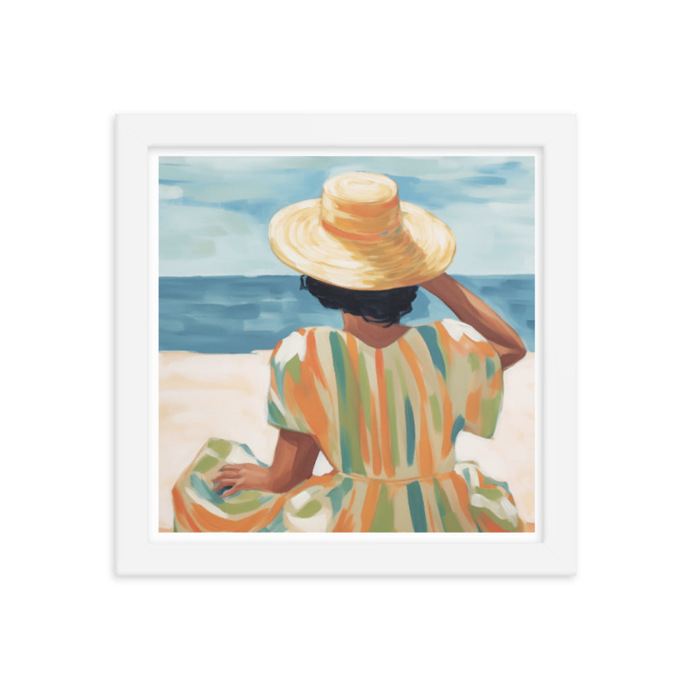 Seaside Reflections - A Tranquil Escape - White 10″×10″ - Framed Poster