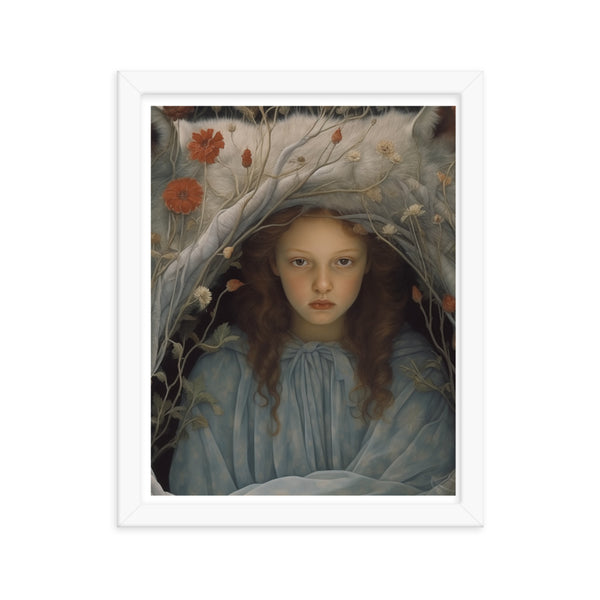 Dreamlike Innocence - A Serene Portrait - White 11″×14″ - Framed Poster