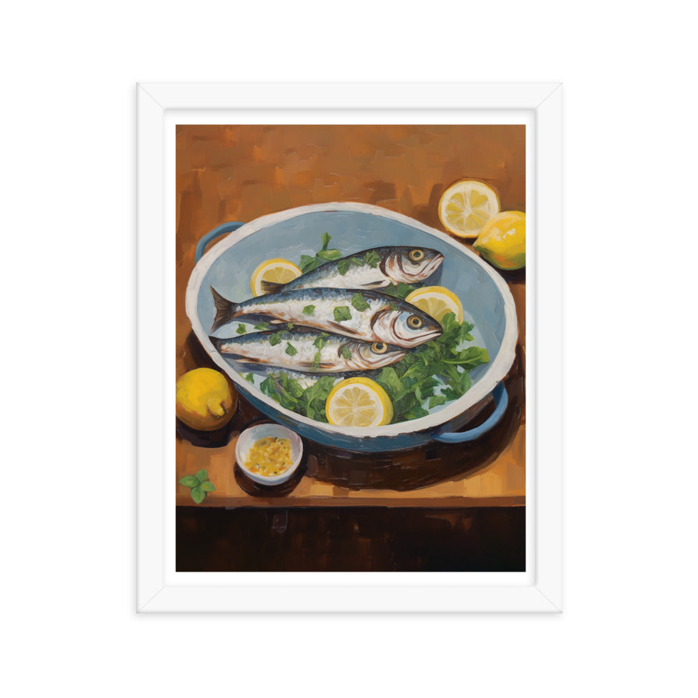 Culinary Artistry - Fresh Catch Delight - White 11″×14″ - Framed Posters