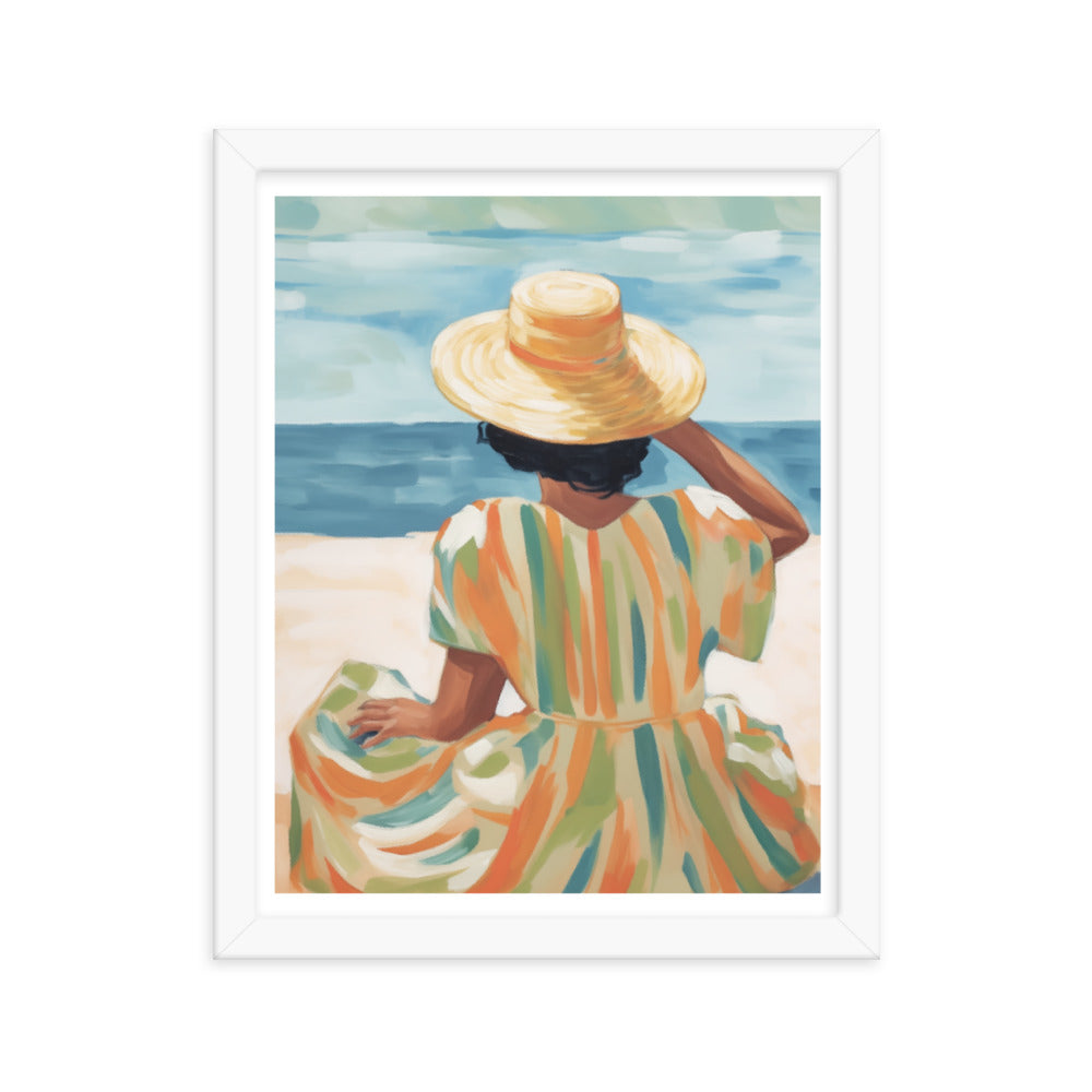 Seaside Reflections - A Tranquil Escape - White 11″×14″ - Framed Poster