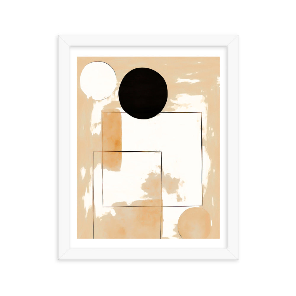 Minimalist Elegance - Geometric Shapes in Neutral Tones - White 11″×14″ - Framed Posters