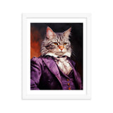 Victorian Cat - Whimsical Nobility - White 11″×14″ - Framed Posters